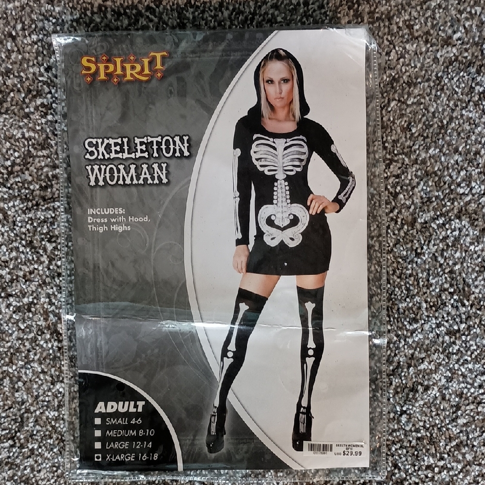 Spirit Black Skeleton Costume with Hood